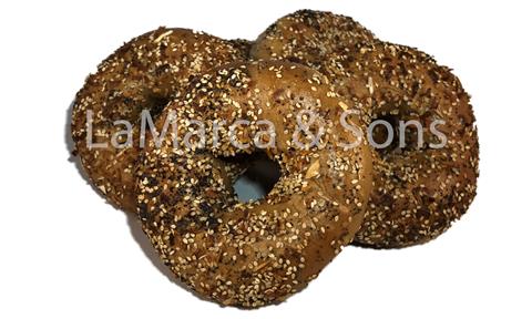 5 oz. Wheat Everything Bagel Sliced (6 pack) - OMG